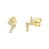 0.07ct 14k Yellow Gold Diamond Lightning Bolt Stud Earring
